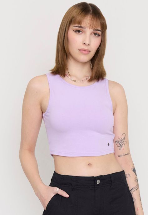 Polera Mujer Sin Mangas Crop Lila Corona-2