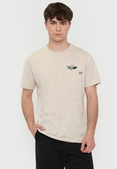 Polera Hombre Fun Bolsillo Ecru Corona-0