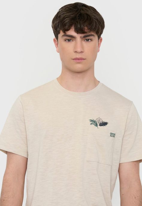 Polera Hombre Fun Bolsillo Ecru Corona-2