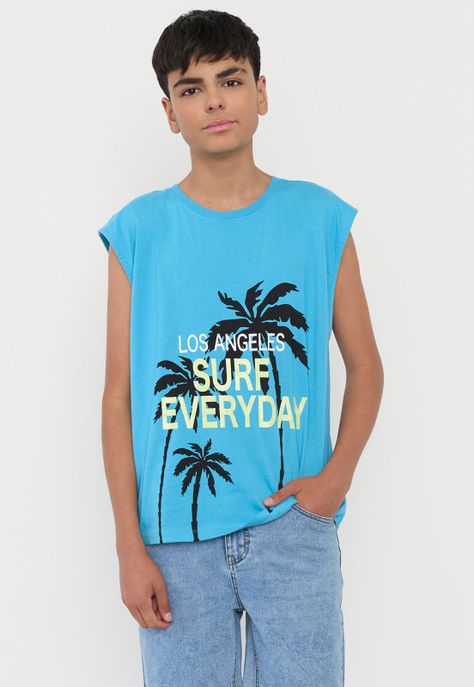 Polera Niño Teen Tank Celeste Corona-0