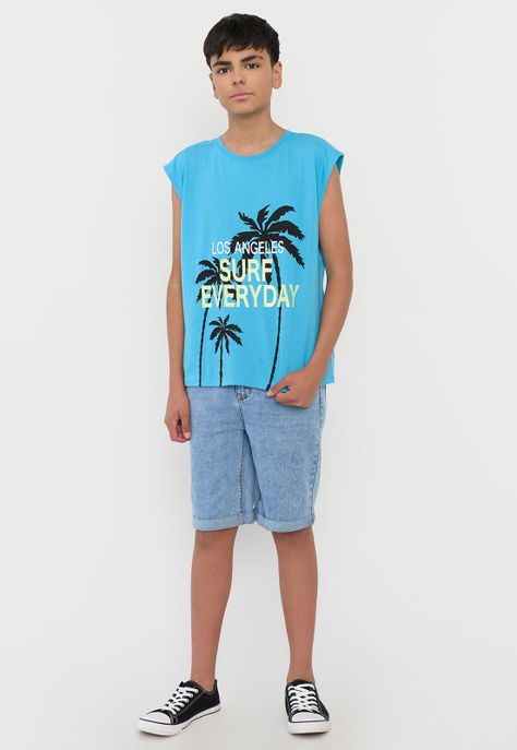 Polera Niño Teen Tank Celeste Corona-3