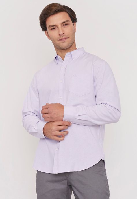 Camisa Hombre Oxford Lila Corona-0