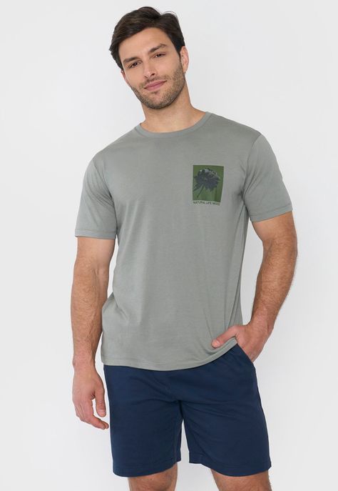 Polera Hombre Focal Print Color Verde Corona-0