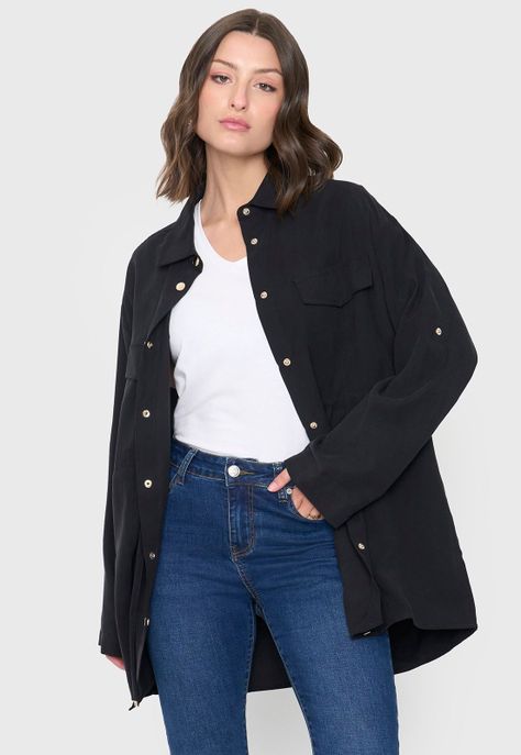 Chaqueta Mujer Fluida Negro Corona-0