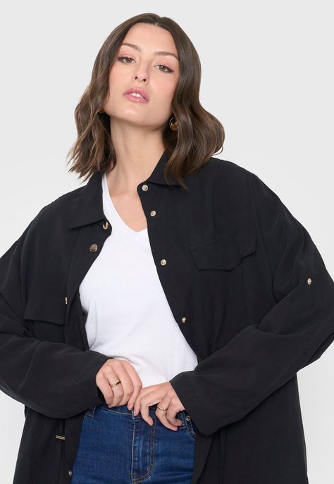 Chaqueta Mujer Fluida Negro Corona-2