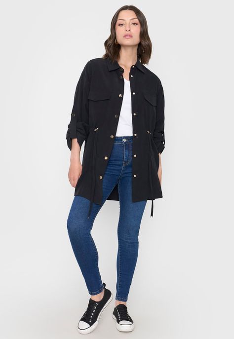 Chaqueta Mujer Fluida Negro Corona-3