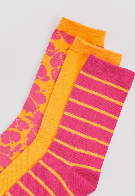 Calcetines Mujer Largos Fucsia-Naranjo Corona-1