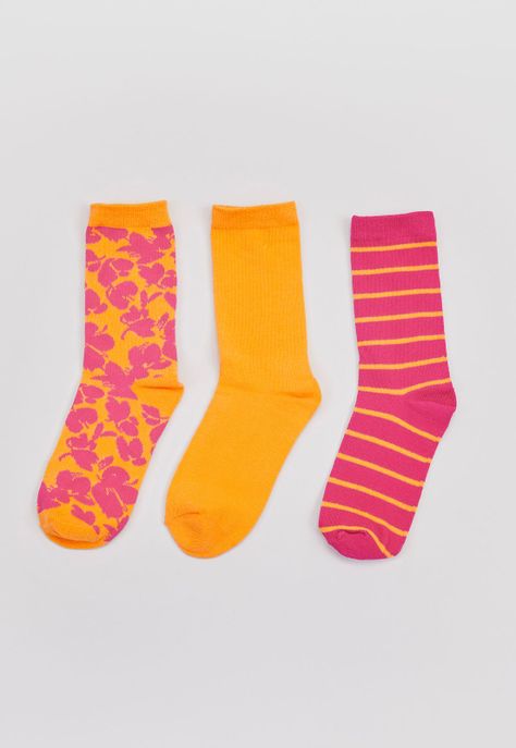 Calcetines Mujer Largos Fucsia-Naranjo Corona-2