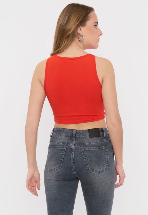 Polera Mujer Sin Mangas Crop Rojo I Corona-1