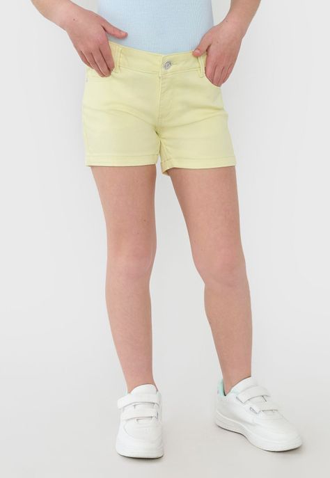 Short Niña Kids Denim Color Amarillo Corona-1