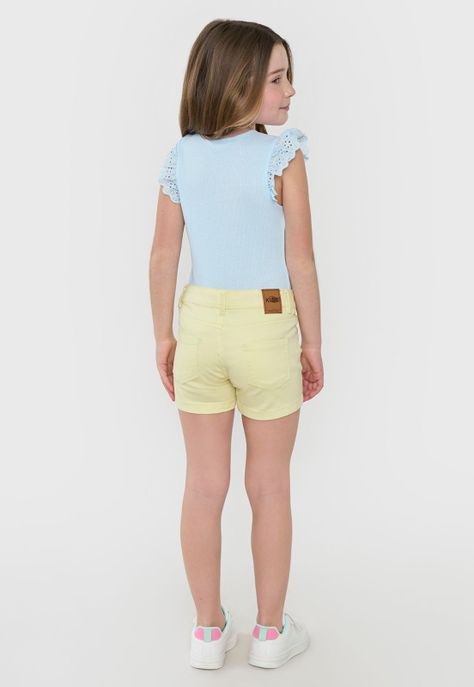 Short Niña Kids Denim Color Amarillo Corona-2