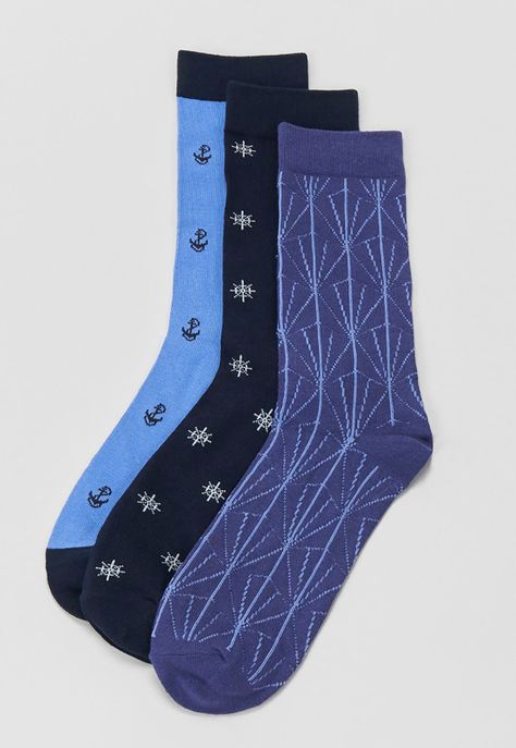 Calcetines Hombre Tripack Print Azul Corona-0