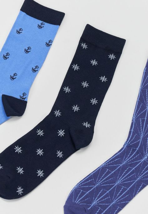 Calcetines Hombre Tripack Print Azul Corona-3