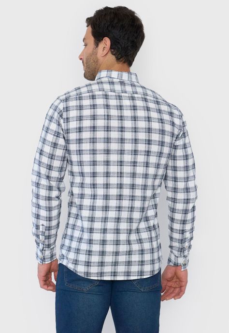 Camisa Hombre Check Textura Azul Corona-1