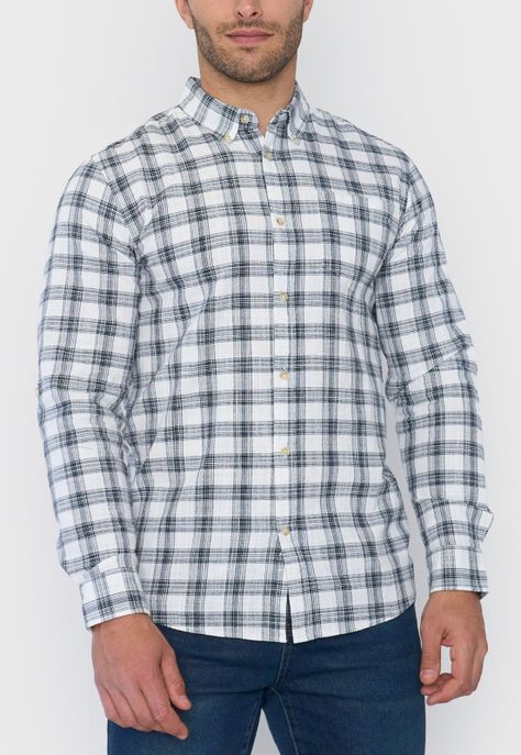 Camisa Hombre Check Textura Azul Corona-2