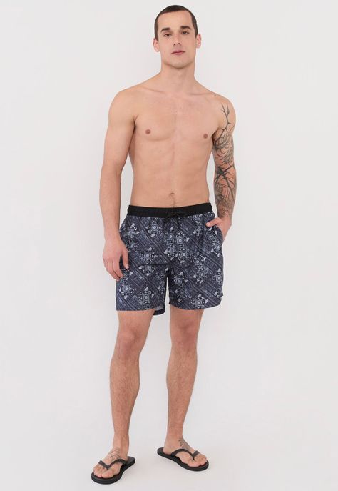 Traje de Baño Hombre Full Print Negro Corona-0