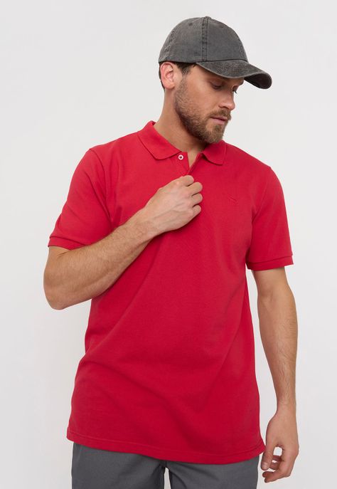 Polera Hombre Lisa Piqué Rojo Corona-0
