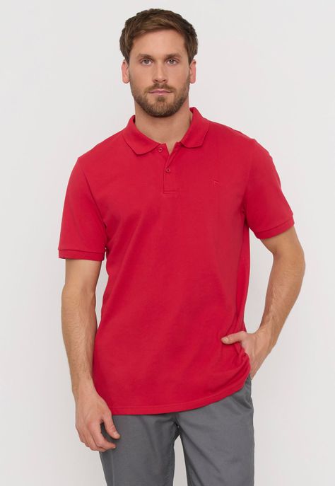Polera Hombre Lisa Piqué Rojo Corona-1