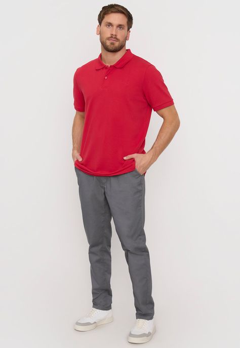Polera Hombre Lisa Piqué Rojo Corona-3