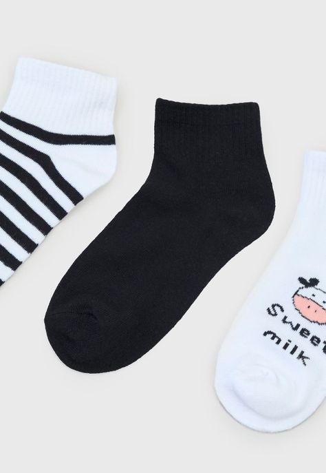 Calcetines Mujer Tripack Cortos Mix NegroBlanco Corona-3