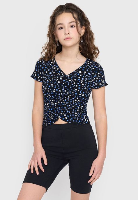 Polera Niña Teen MC Rib Full Navy Corona-0