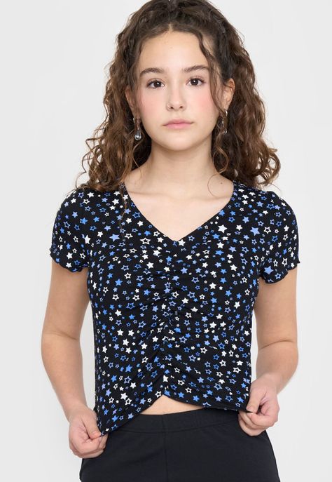 Polera Niña Teen MC Rib Full Navy Corona-2