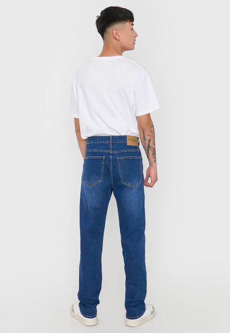 Jeans Hombre Slim Spandex Azul Oscuro Corona-2
