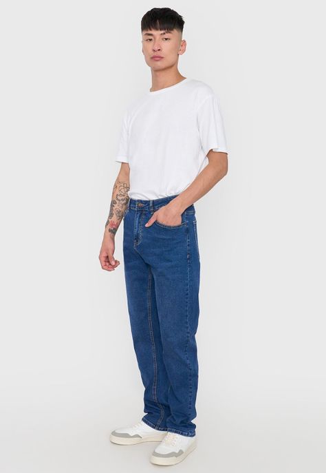 Jeans Hombre Slim Spandex Azul Oscuro Corona-3