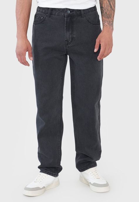 Jeans Hombre Straight Color Negro Corona-1