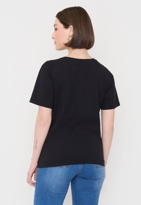 Polera Mujer Print Folia Negro Corona-1