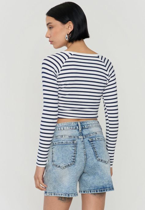 Polera Mujer M/L Cuello V Azul Marino Corona-1