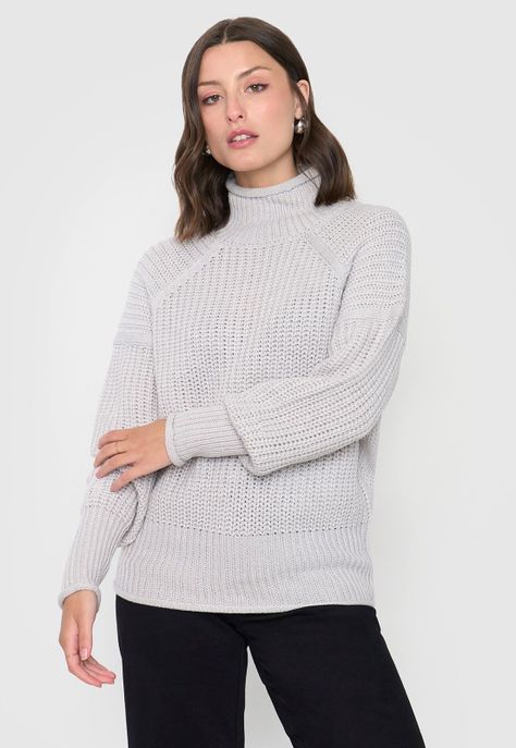 Sweater Mujer Grueso Gris Melange Corona-0