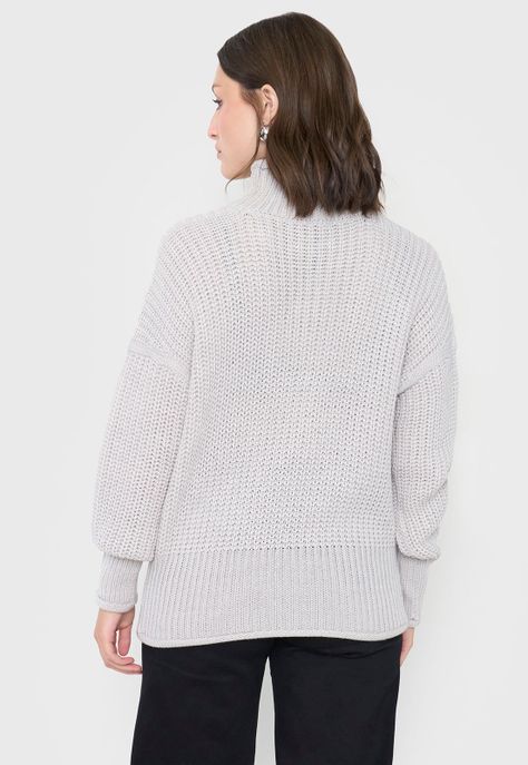 Sweater Mujer Grueso Gris Melange Corona-1