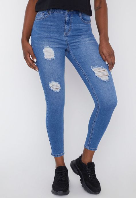 Jeans Mujer Skinny Destroyed  Azul Claro - Corona-0