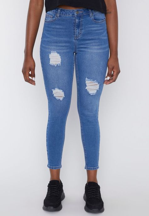 Jeans Mujer Skinny Destroyed  Azul Claro - Corona-1