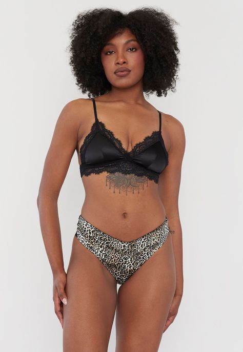 Bipack Calzón Mujer Alto Satín Negro/Negro Print Corona-3