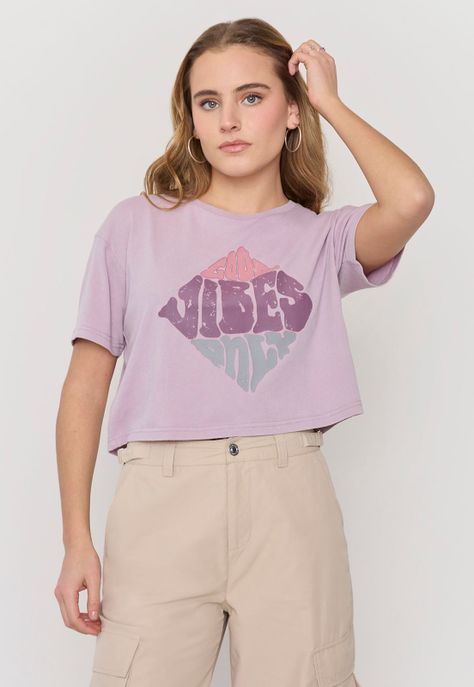 Polera Mujer Fun M/C Crop Rosado Acid Wash Corona-0