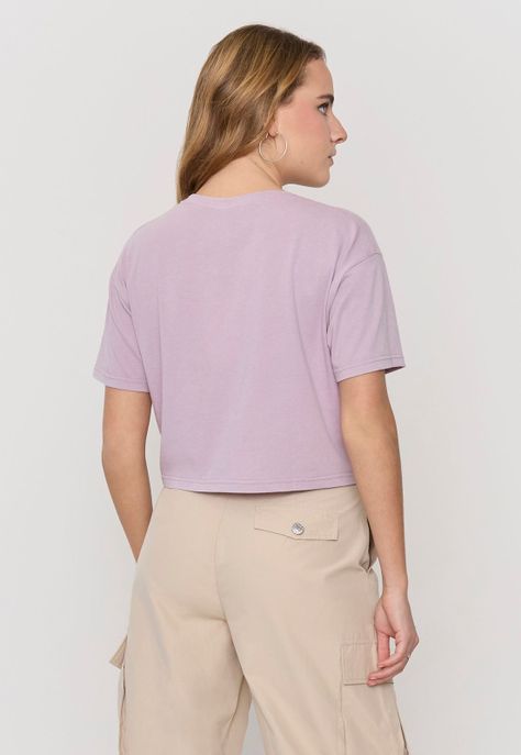 Polera Mujer Fun M/C Crop Rosado Acid Wash Corona-1