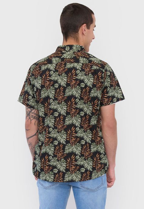 Camisa Hombre Cotton Full Print Verde Corona-1