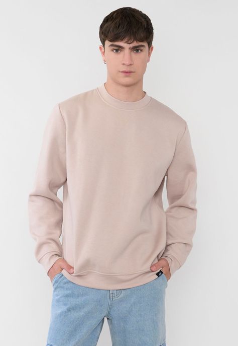 Polerón Hombre R-Neck Liso Color Ecru Corona-0