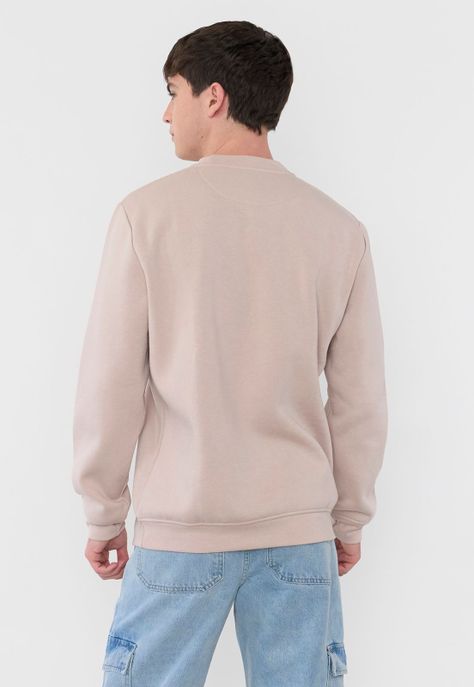 Polerón Hombre R-Neck Liso Color Ecru Corona-1