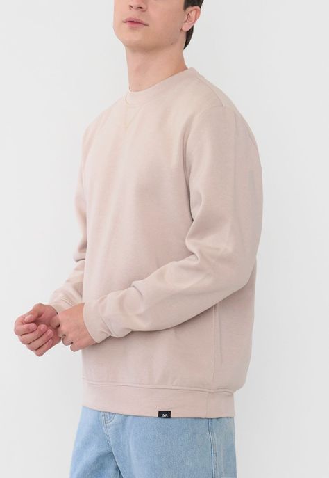 Polerón Hombre R-Neck Liso Color Ecru Corona-2
