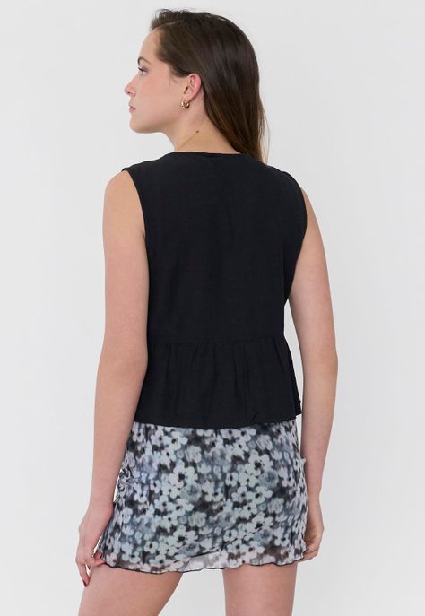 Blusa Mujer Amarras Sin Mangas Negro Corona-1