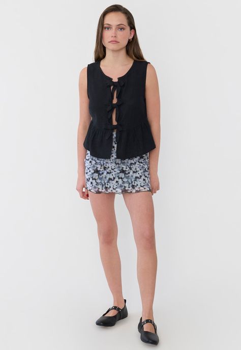 Blusa Mujer Amarras Sin Mangas Negro Corona-3