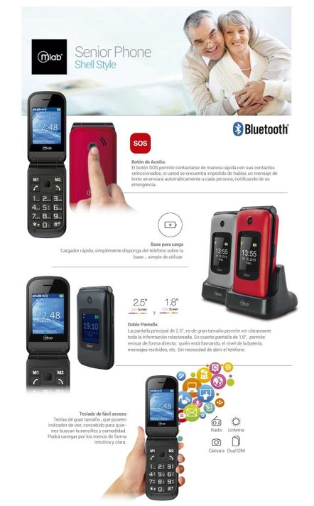 Celular Adulto Mayor Senior Rojo Sos-2