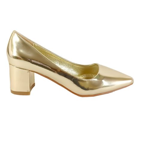 Zapato de Mujer Bajo Cuadrado 061 Dorado-0