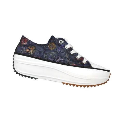 Zapatilla Floreada de Mujer 2408 Yassne Azul-1