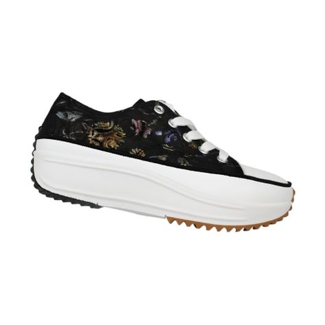 Zapatilla Floreada de Mujer 2408 Yassne Negro-1