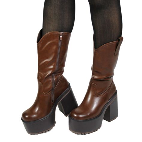 Bota Plataforma Ecocuero 95 Yassne Café-1