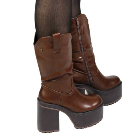 Bota Plataforma Ecocuero 95 Yassne Café-2